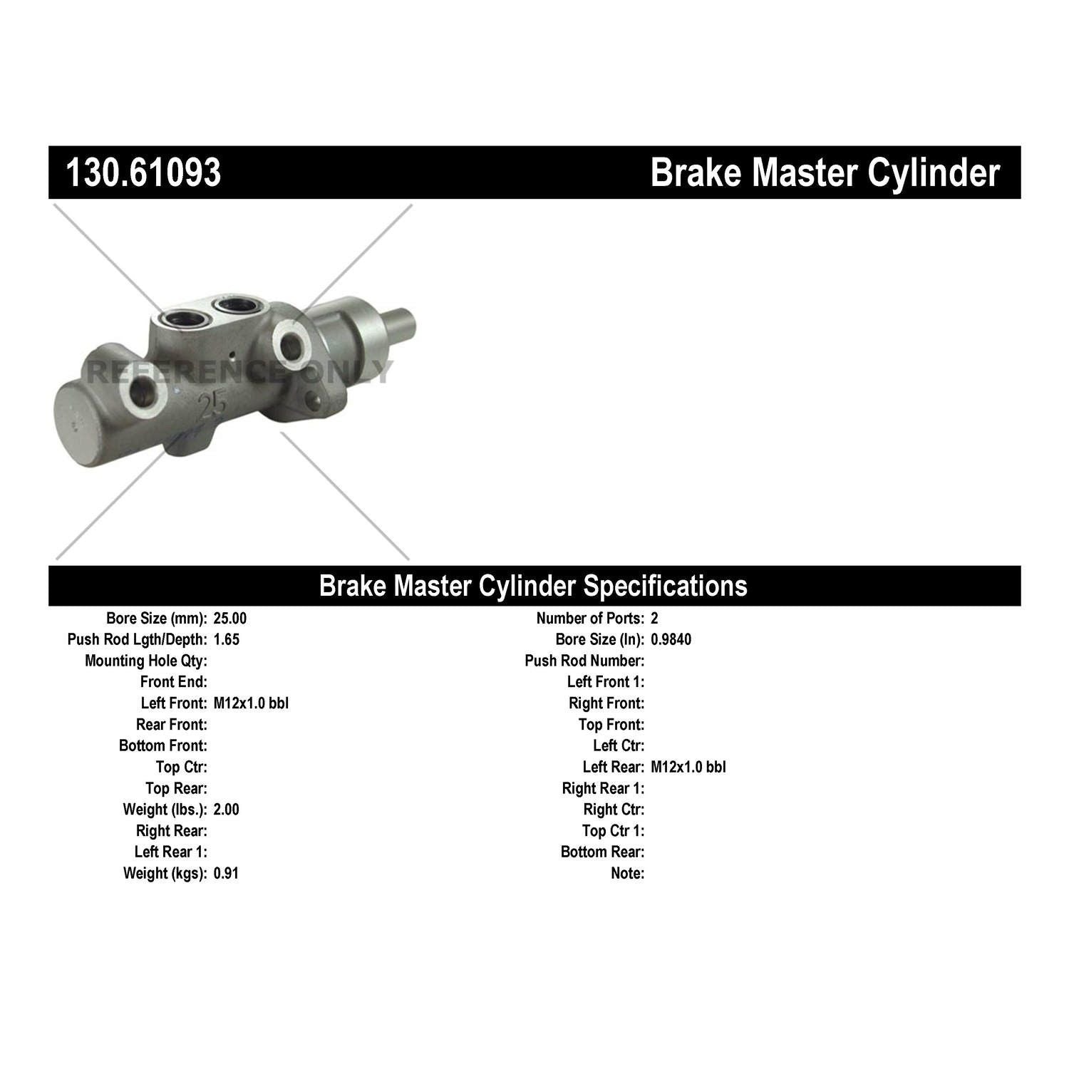 StopTech Premium Brake Master Cylinder 130.61093