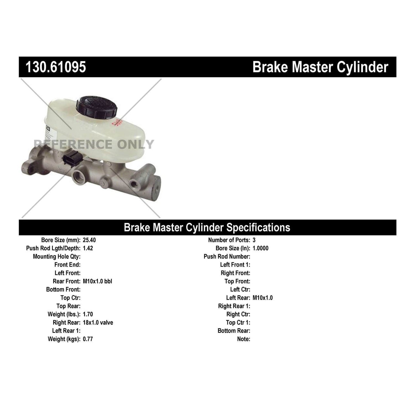 Centric Parts Brake Master Cylinder 130.61095