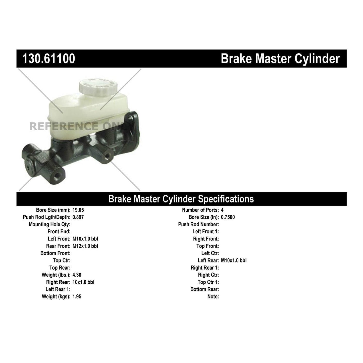 Centric Parts Premium Brake Master Cylinder 130.61100