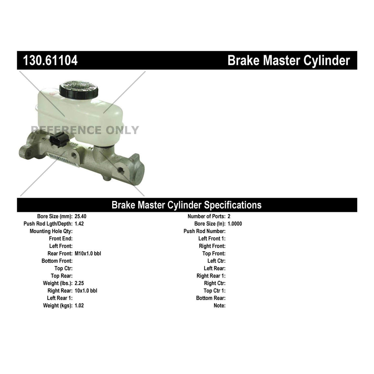 Centric Parts Premium Brake Master Cylinder 130.61104