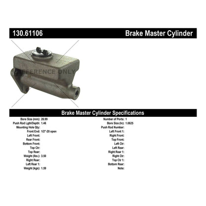 Stoptech Centric Premium Brake Master Cylinder 130.61106