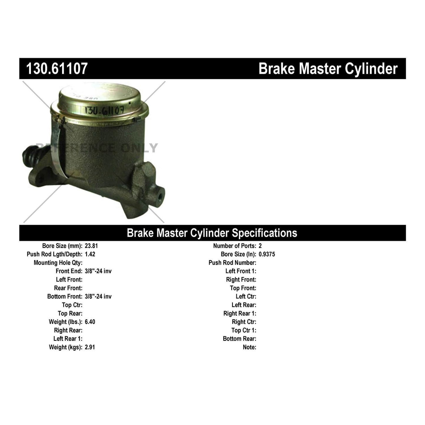 Centric Parts Brake Master Cylinder 130.61107
