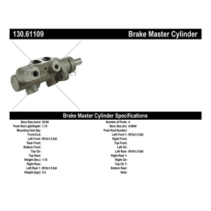 Centric Parts Premium Brake Master Cylinder 130.61109