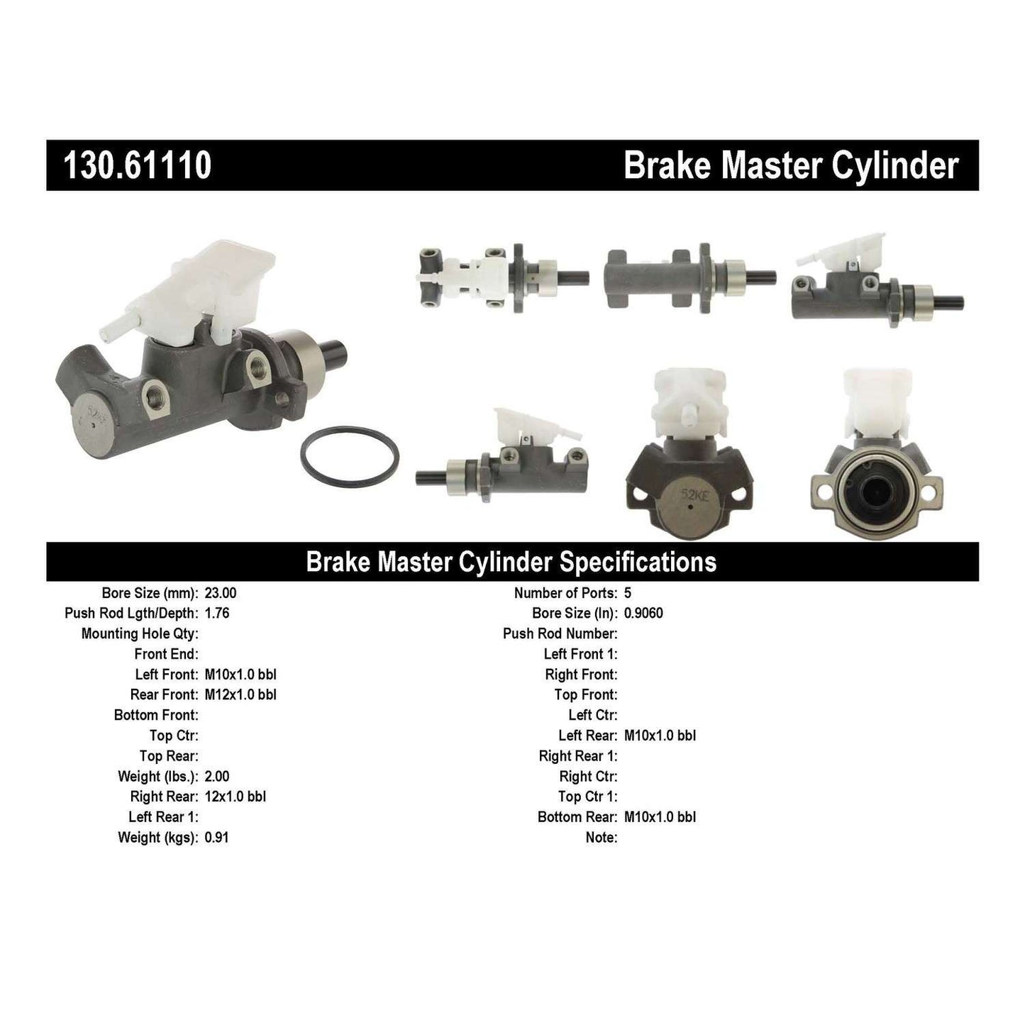 Centric Parts Premium Brake Master Cylinder 130.61110