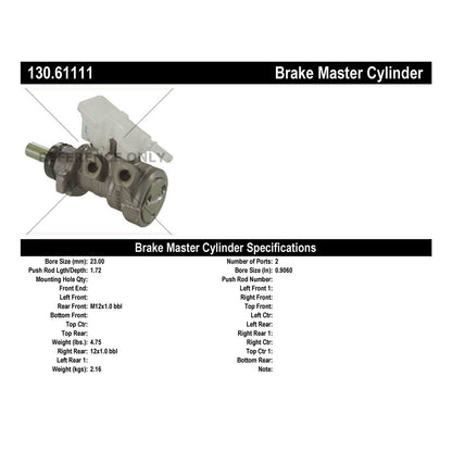 Centric Parts Brake Master Cylinder 130.61111