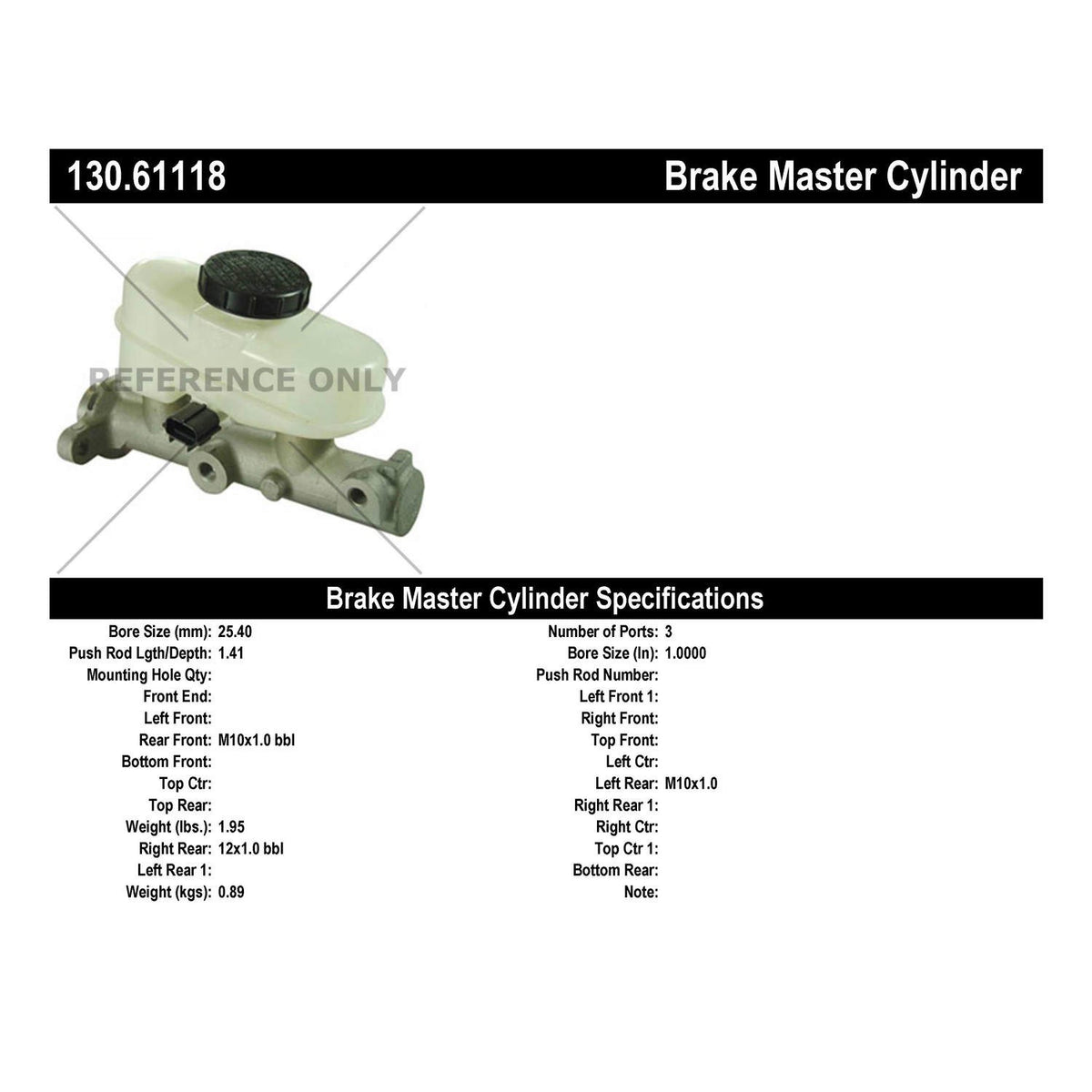Centric Parts Premium Brake Master Cylinder 130.61118