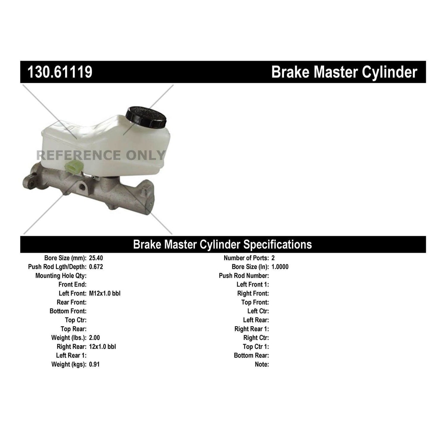 Centric Parts Premium Brake Master Cylinder 130.61119