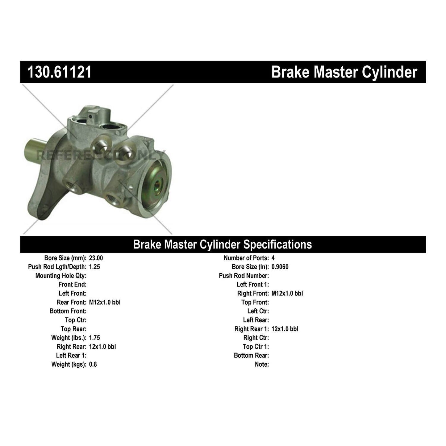 Centric Parts Brake Master Cylinder 130.61121