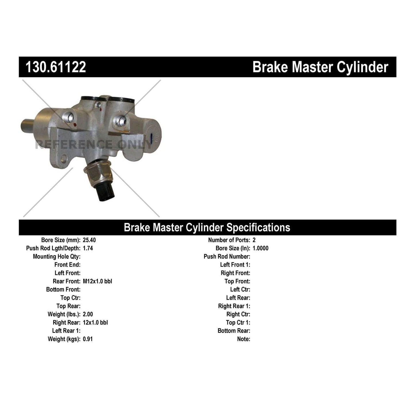 Centric Parts Brake Master Cylinder Aluminum Casting Body for OEM Fitment 130.61122