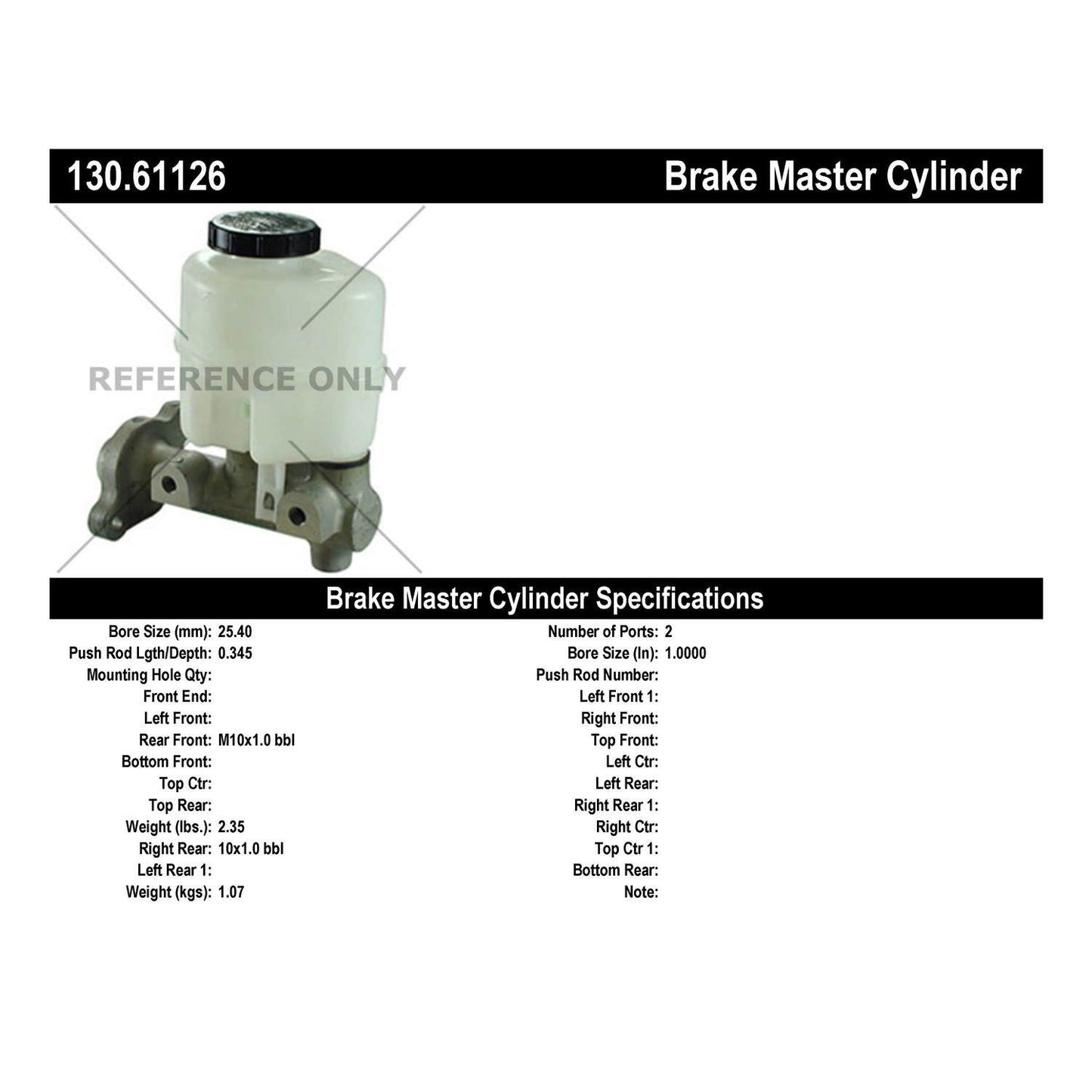 Centric Parts Premium Brake Master Cylinder 130.61126
