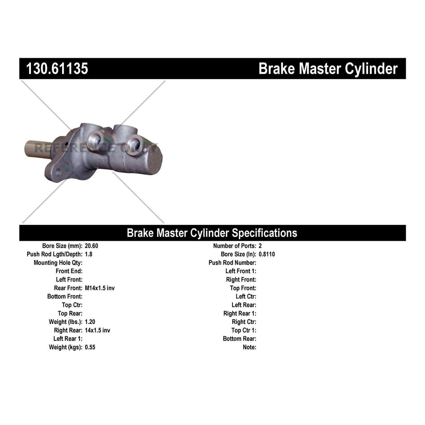 Centric Parts Brake Master Cylinder with Reservoir