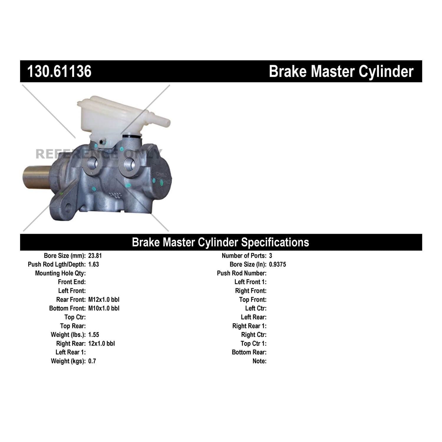 StopTech Premium Brake Master Cylinder 130.61136