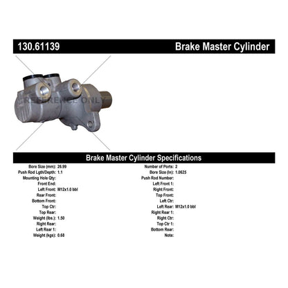 Stoptech Centric Premium Brake Master Cylinder 130.61139