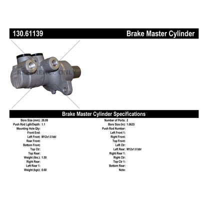 Stoptech Centric Premium Brake Master Cylinder 130.61139