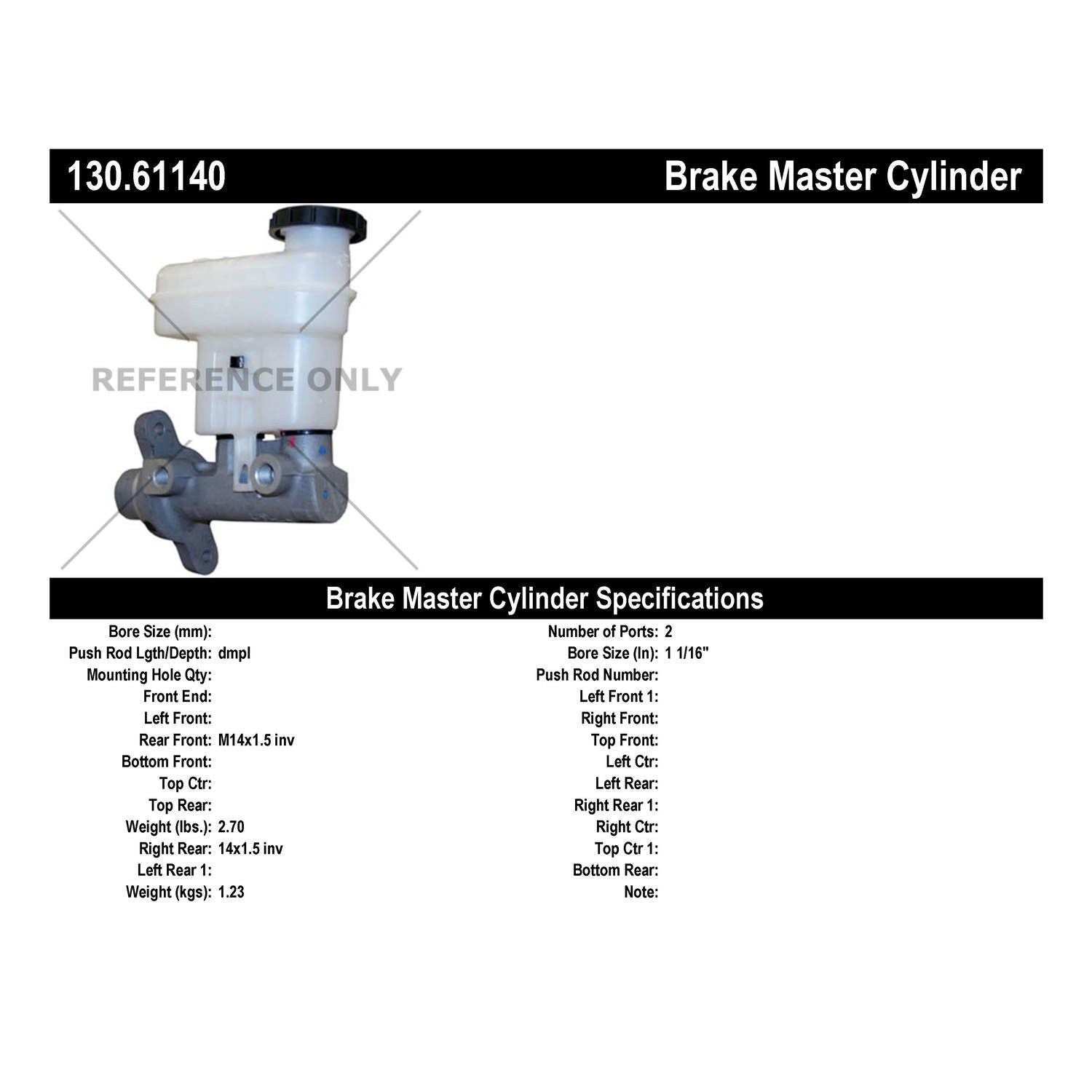 Centric Parts Premium Brake Master Cylinder 130.61140