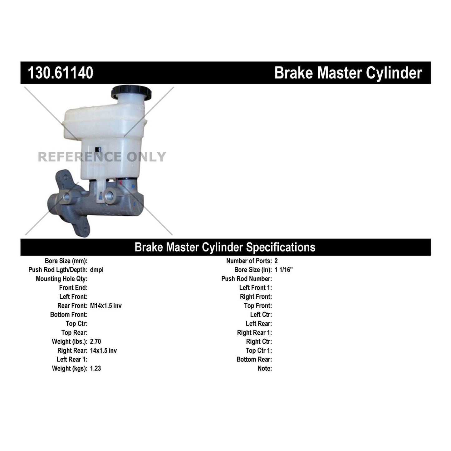 Centric Parts Brake Master Cylinder 130.61140