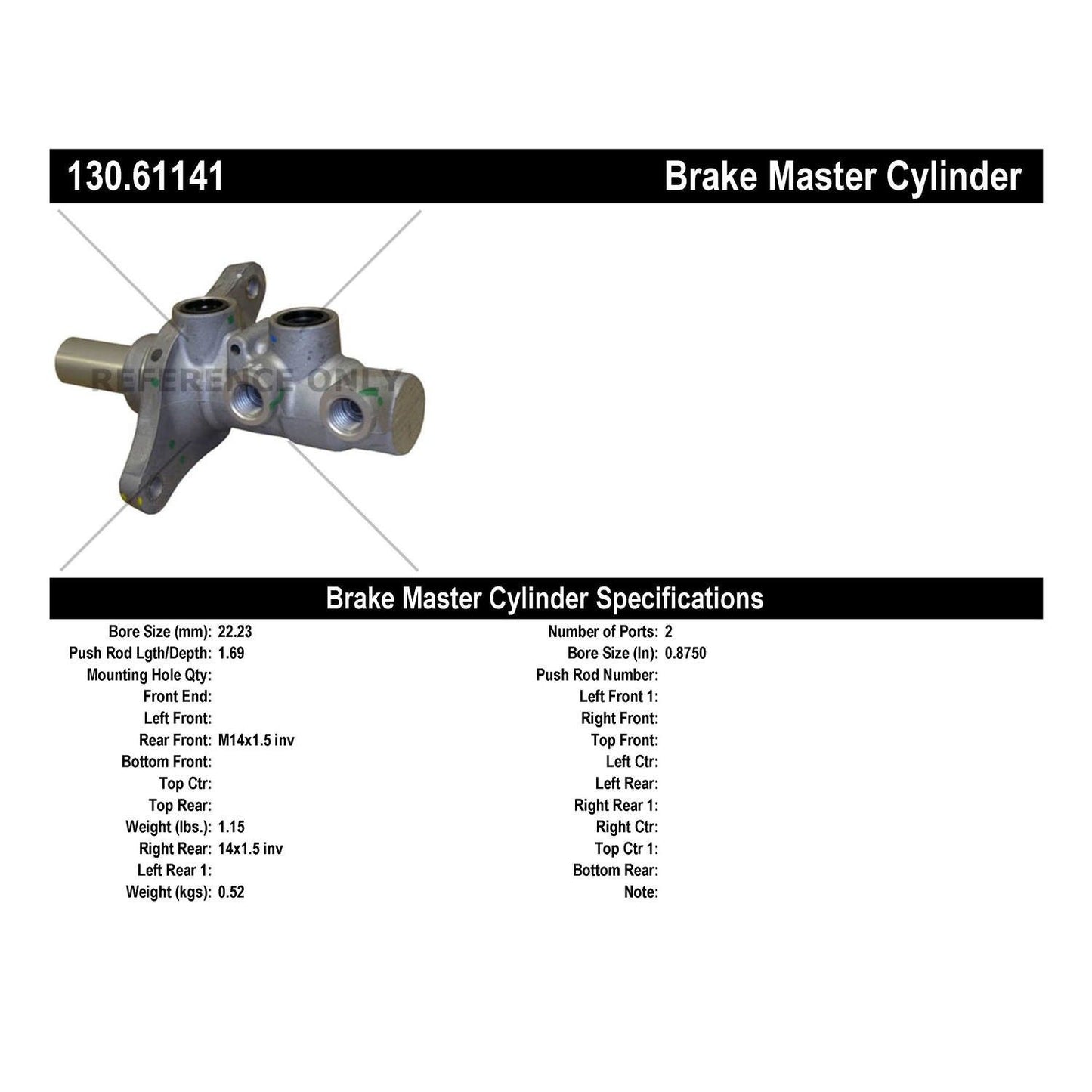 Stoptech Centric Premium Brake Master Cylinder 130.61141