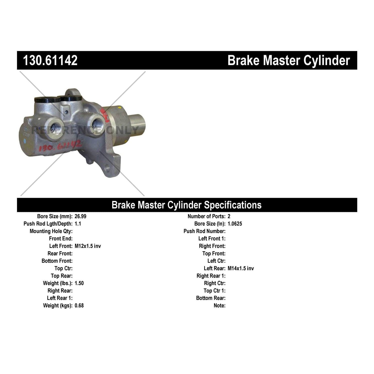 Centric Parts Premium Brake Master Cylinder 130.61142