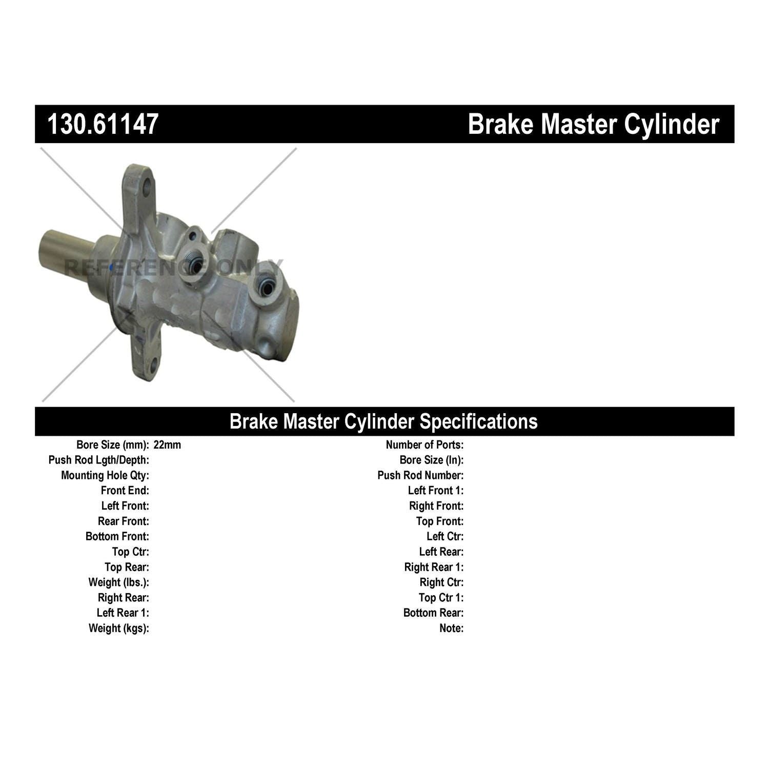 Centric Parts Premium Brake Master Cylinder 130.61147