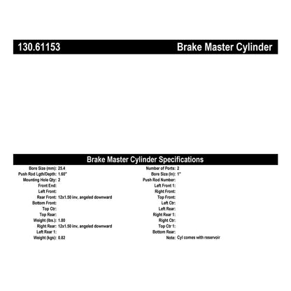 StopTech Premium Brake Master Cylinder 130.61153