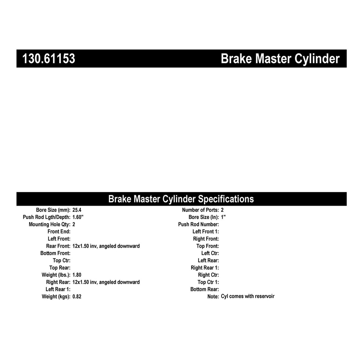 StopTech Premium Brake Master Cylinder 130.61153