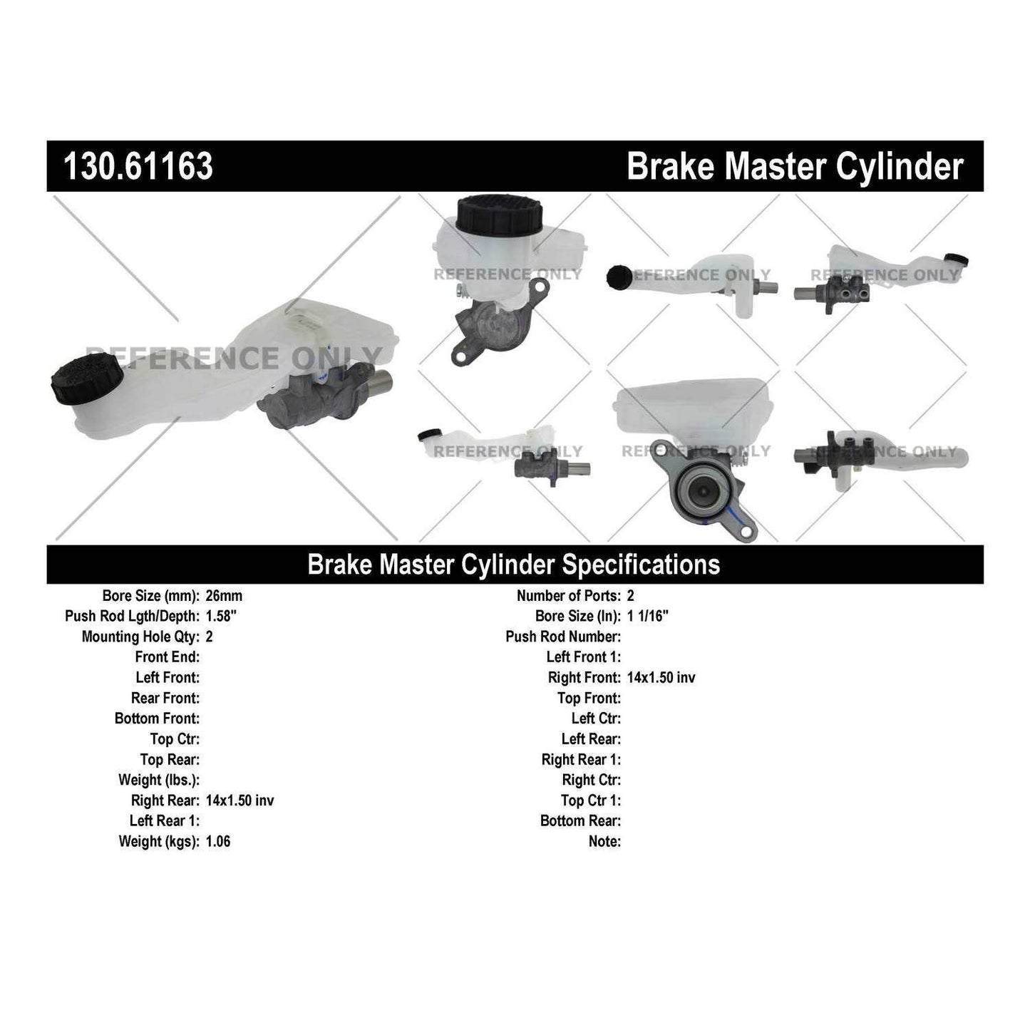 Centric Parts Premium Brake Master Cylinder 130.61163