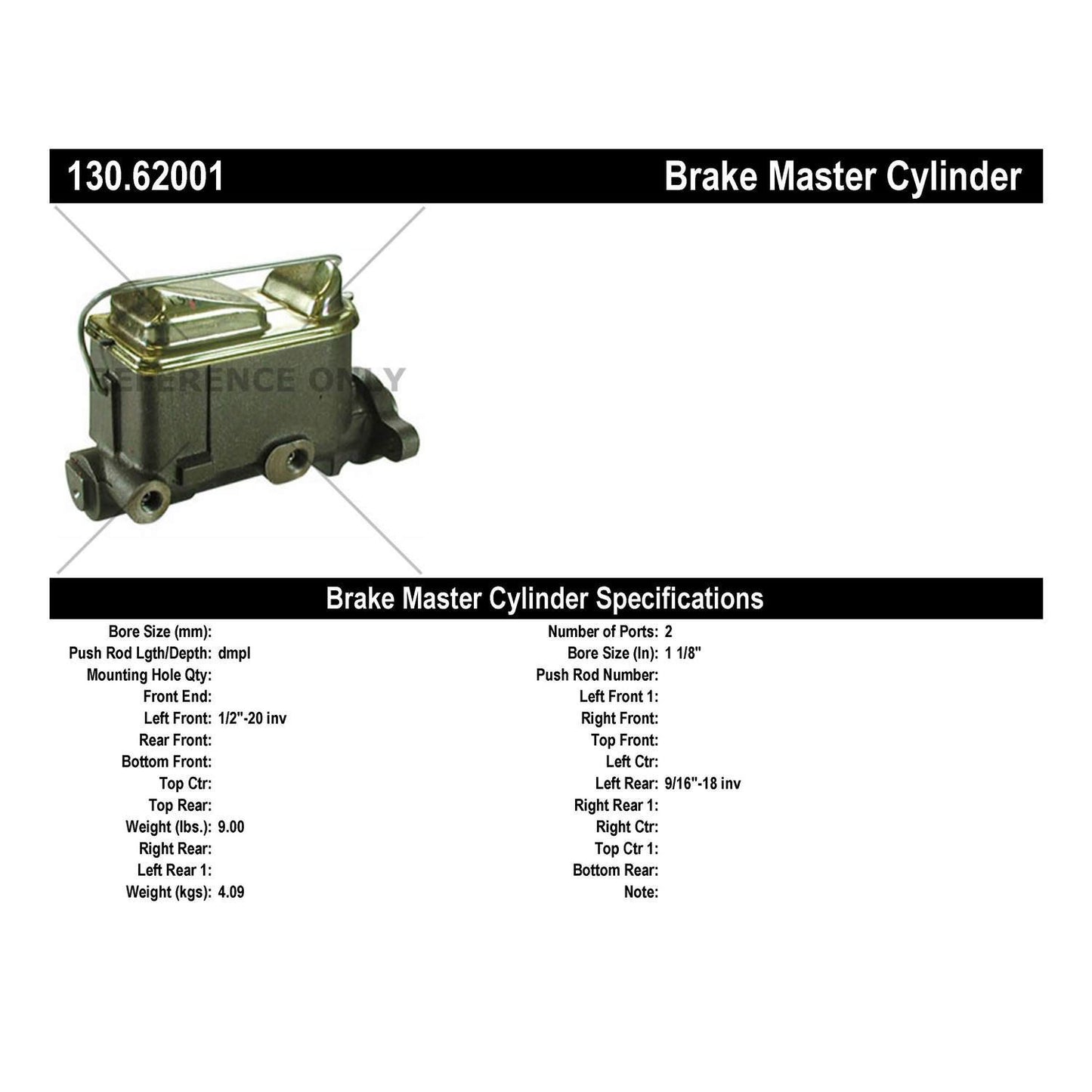 Centric Parts Brake Master Cylinder Aluminum Casting Body for OEM fit 130.62001