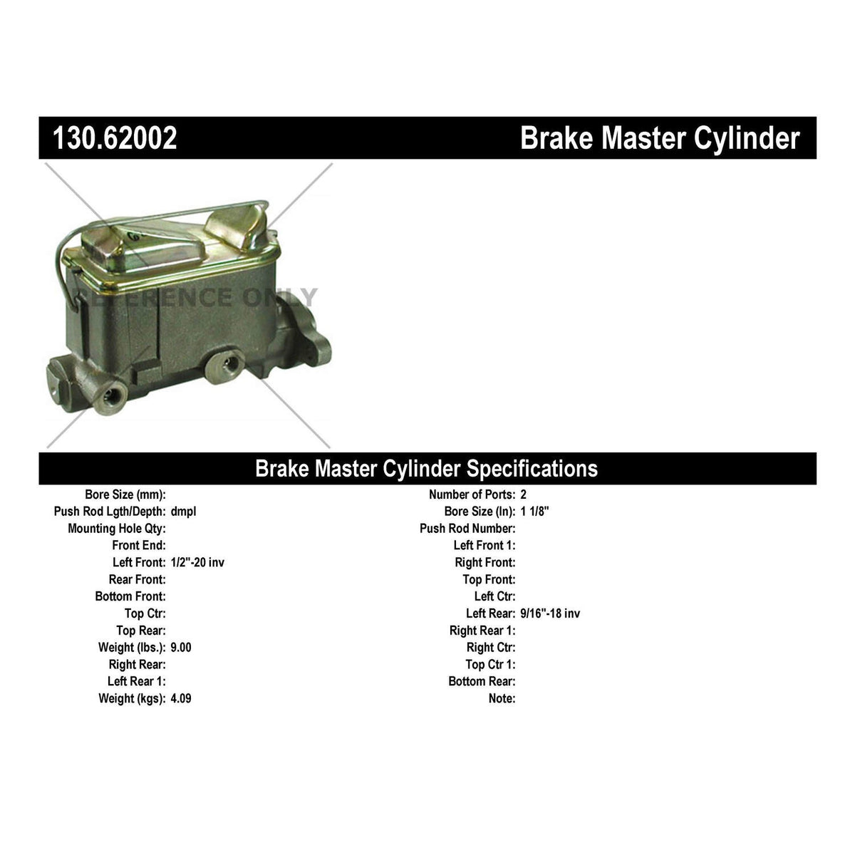 Centric Parts Brake Master Cylinder 130.62002