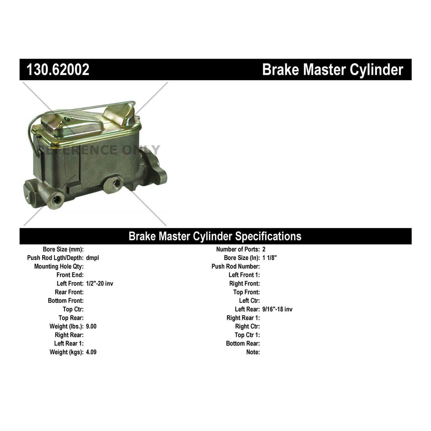 Centric Parts Brake Master Cylinder 130.62002