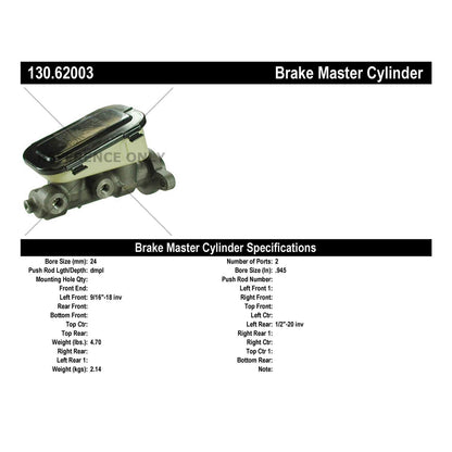 Centric Parts Premium Brake Master Cylinder 130.62003