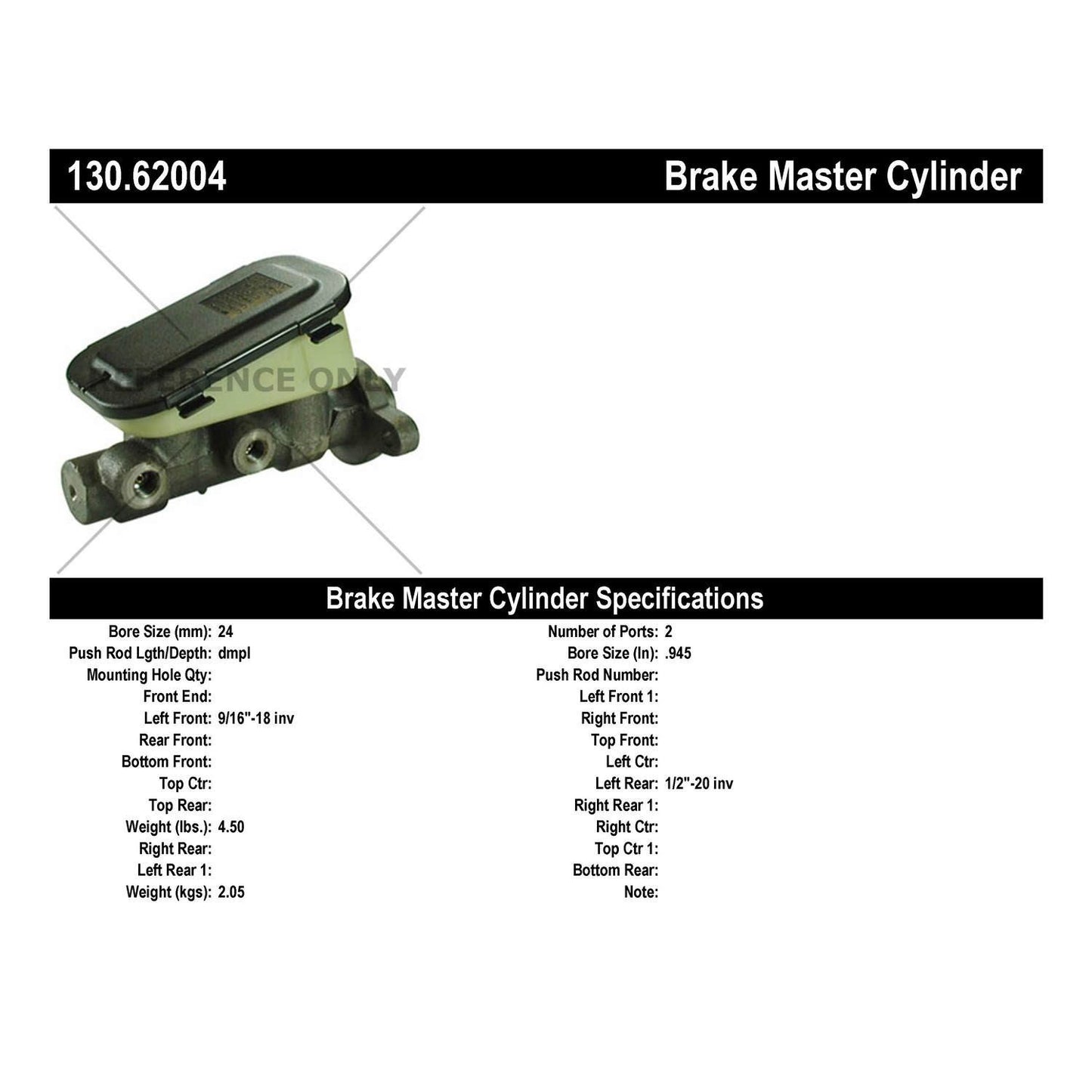Centric Parts Brake Master Cylinder 130.62004