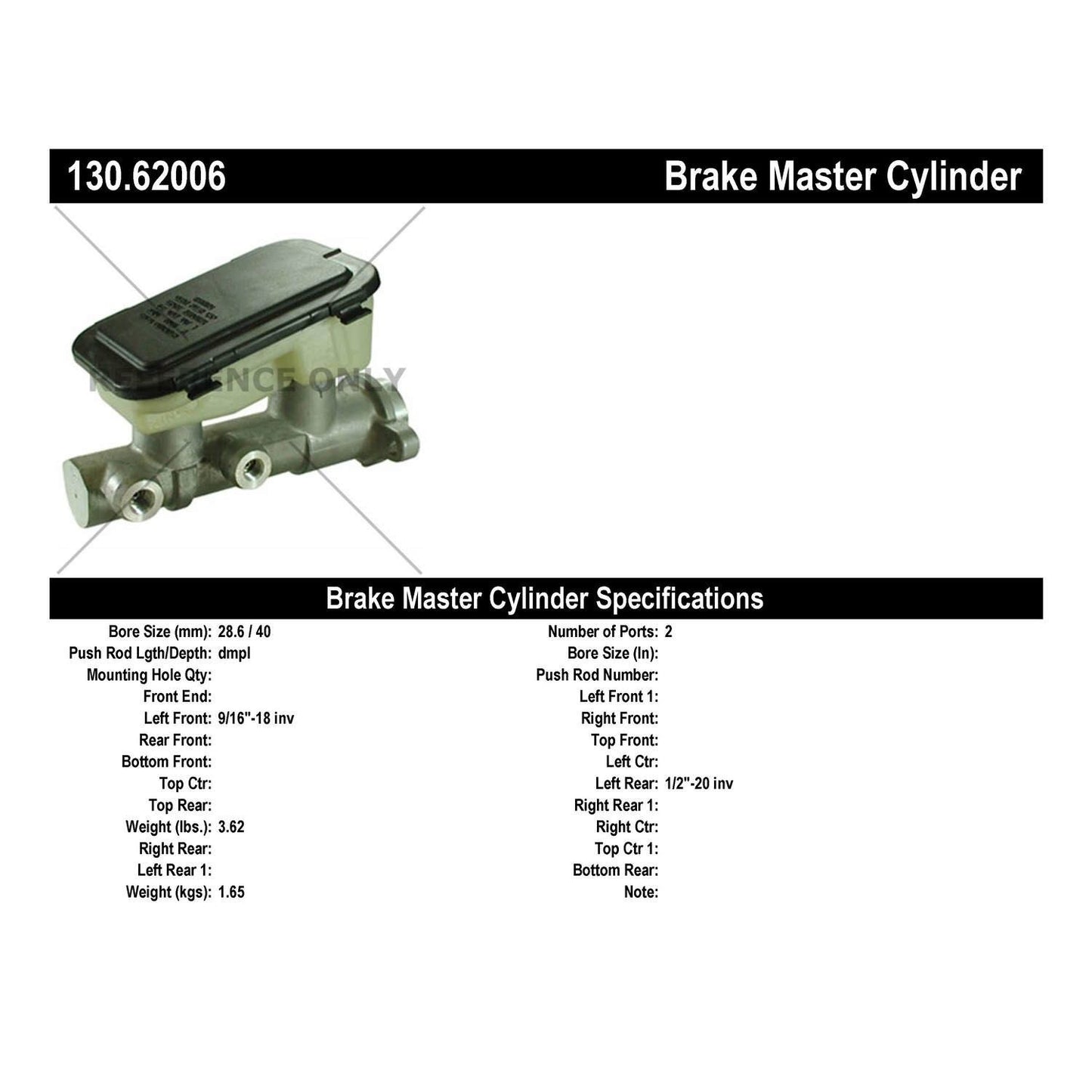 Centric Parts Premium Brake Master Cylinder 130.62006