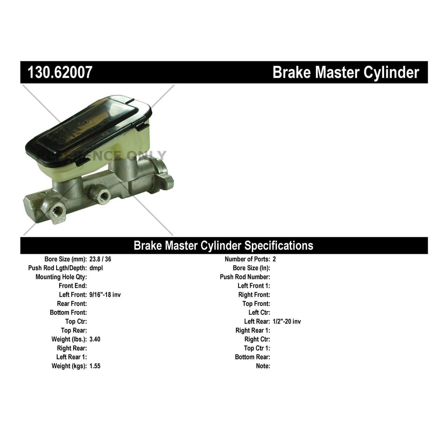 Centric Parts Premium Brake Master Cylinder 130.62007