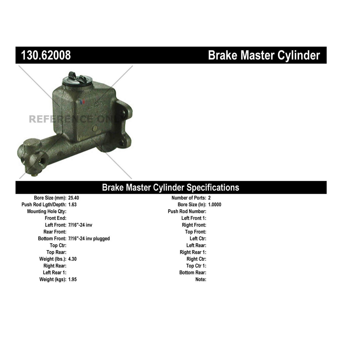 Centric Parts Brake Master Cylinder 130.62008