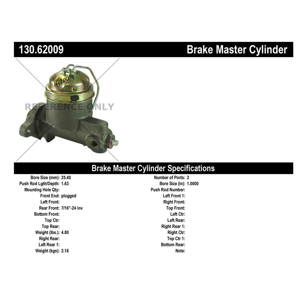Stoptech Centric Premium Brake Master Cylinder 130.62009