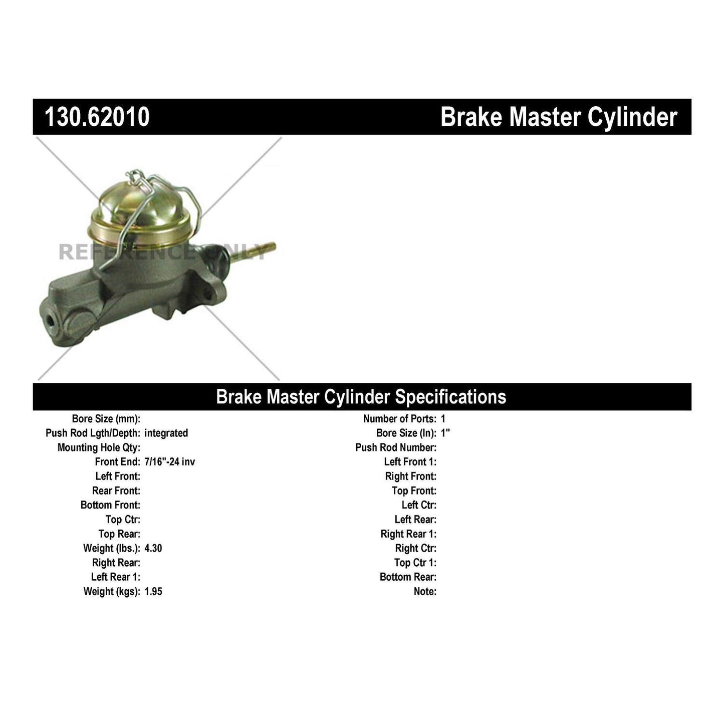 Centric Parts Brake Master Cylinder 130.62010