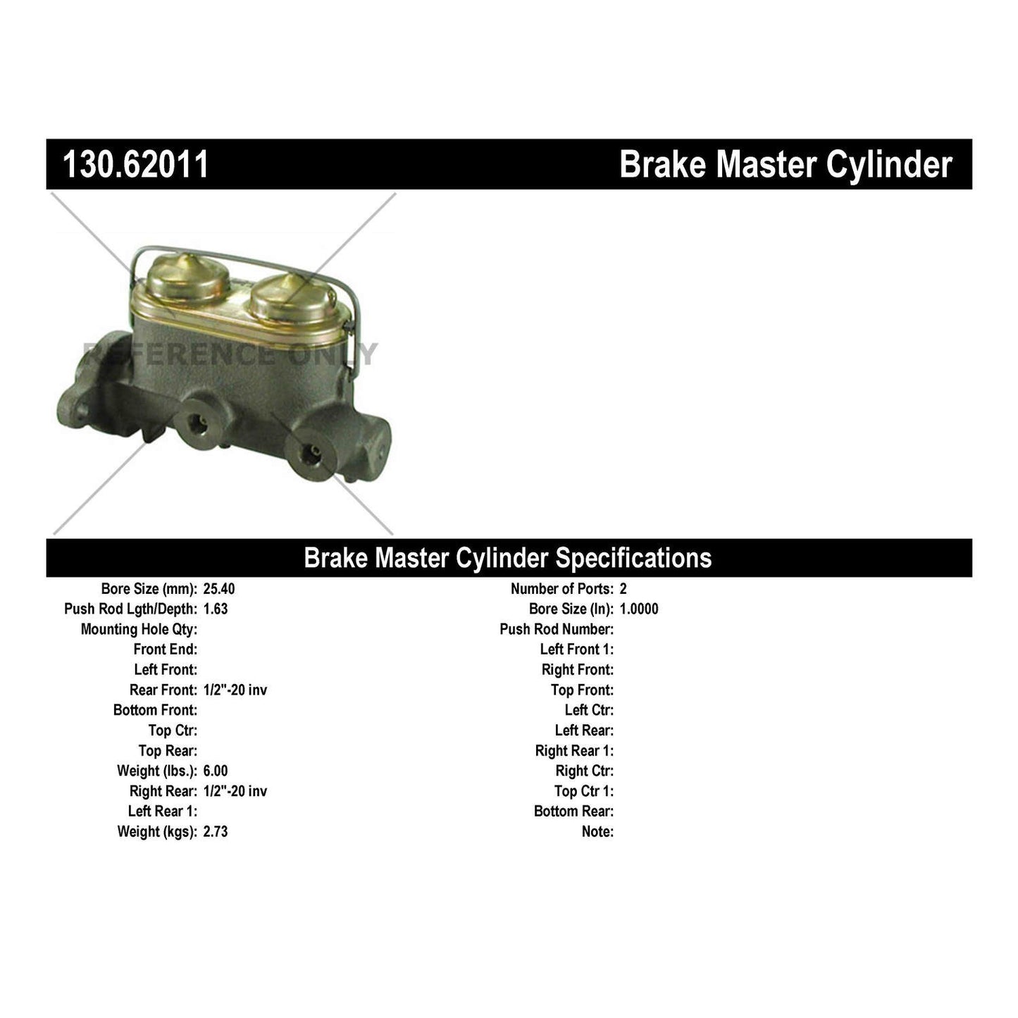 Centric Parts Brake Master Cylinder 130.62011