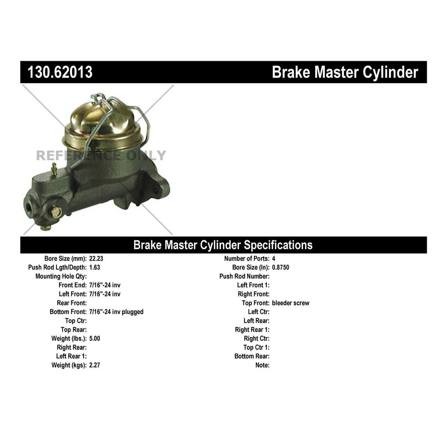 Centric Parts Brake Master Cylinder 130.62013