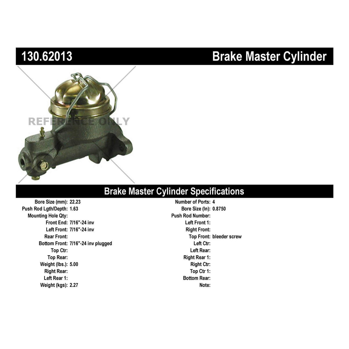 Centric Parts Brake Master Cylinder 130.62013