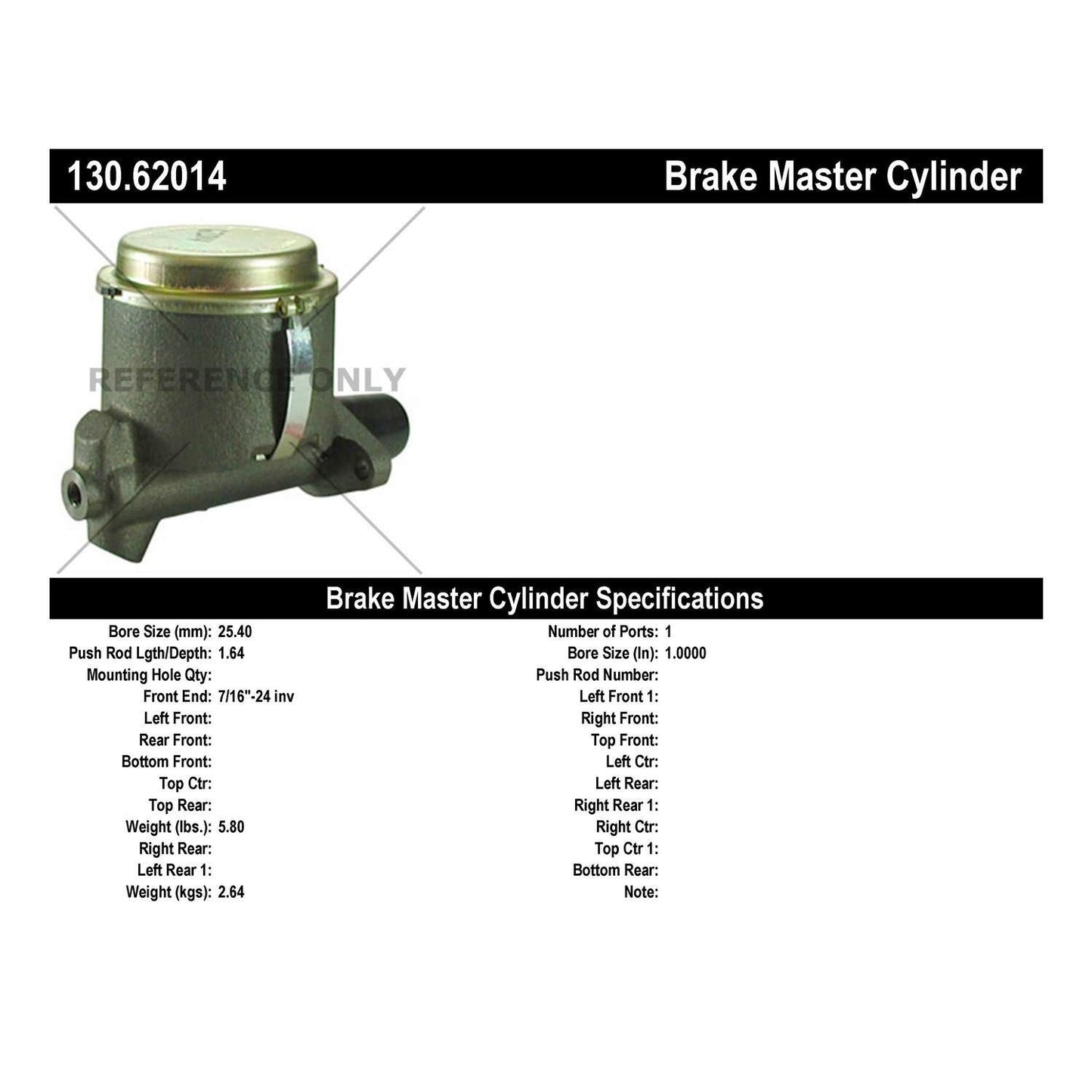 Centric Parts Premium Brake Master Cylinder 130.62014