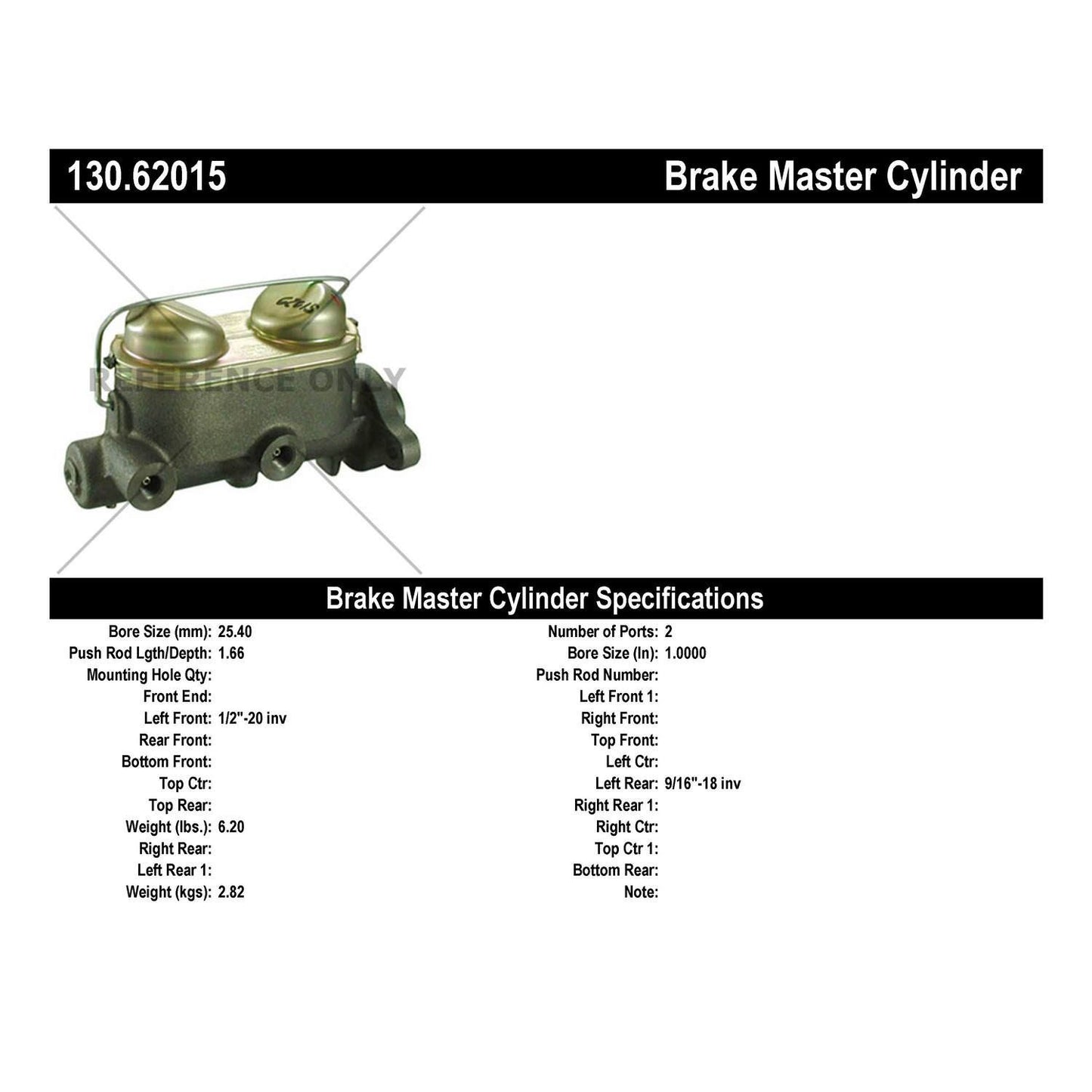 Centric Parts Brake Master Cylinder 130.62015