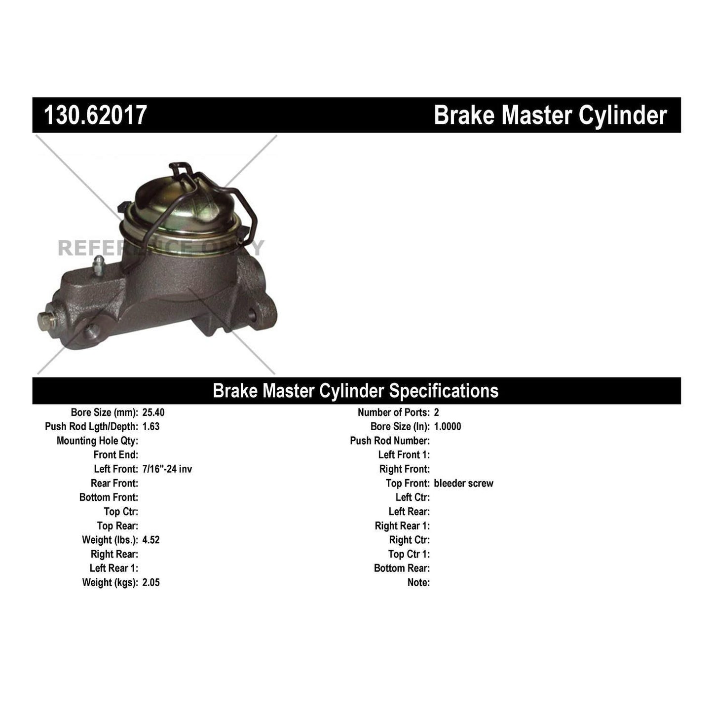 Centric Parts Brake Master Cylinder 130.62017