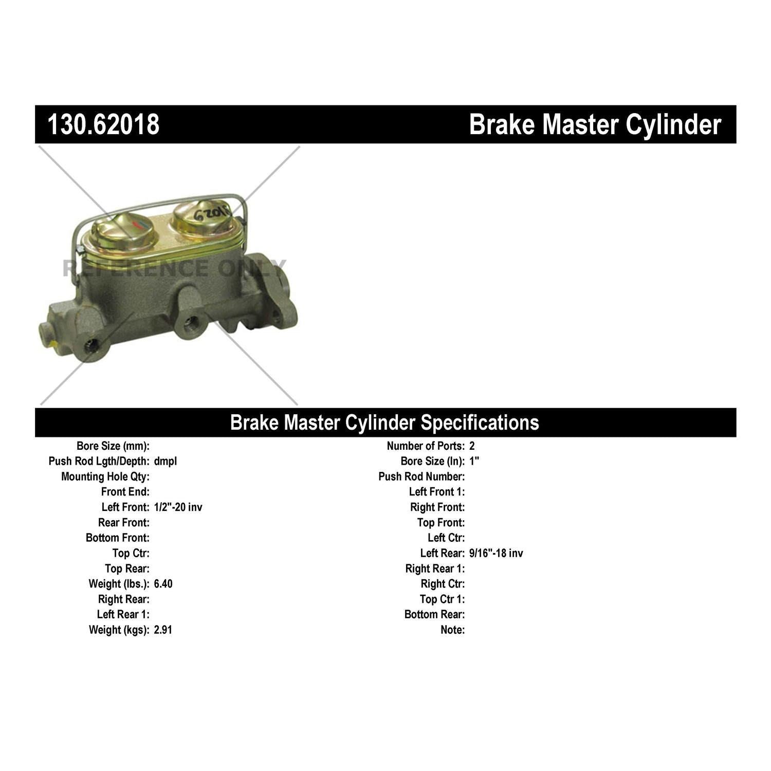 StopTech Premium Brake Master Cylinder 130.62018