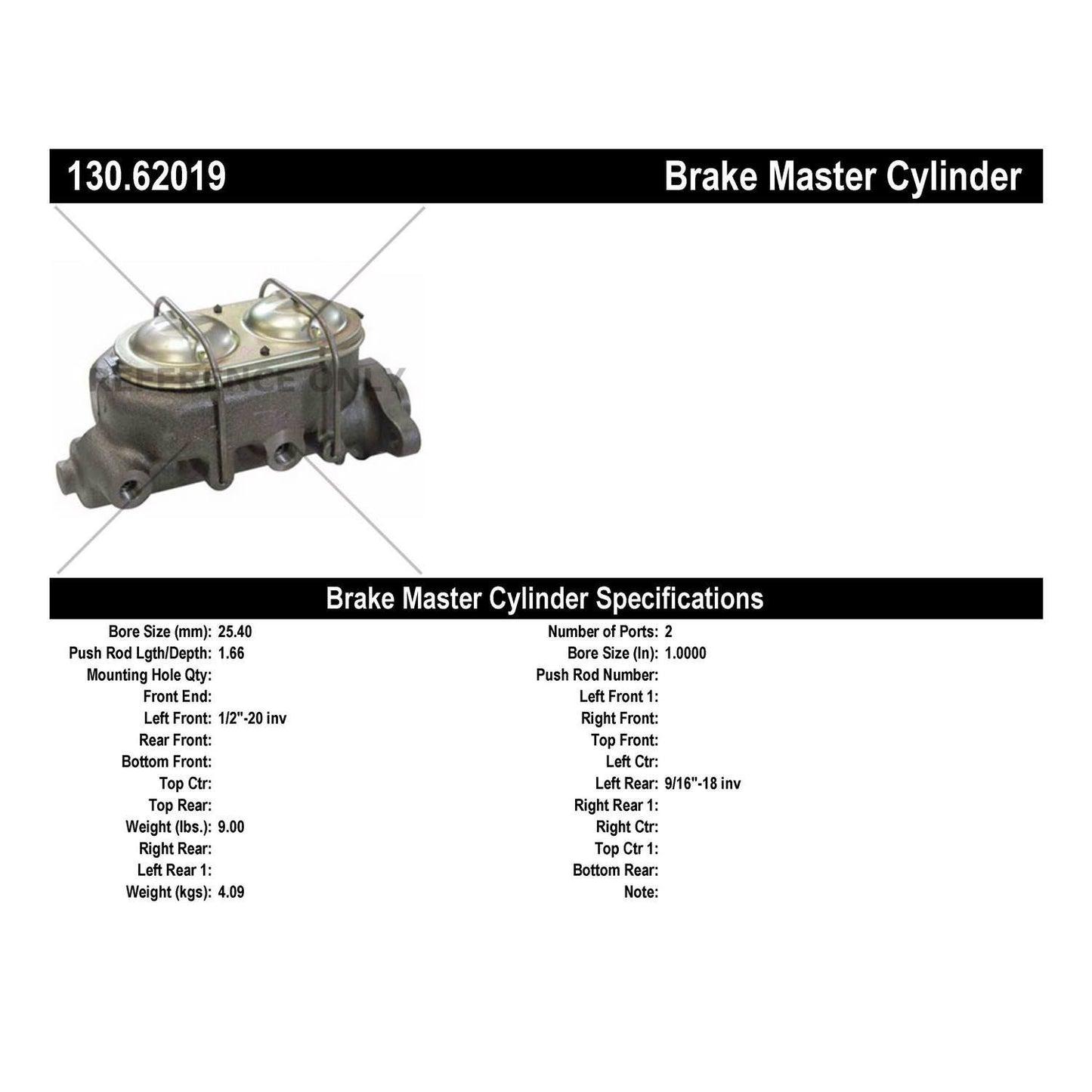 Centric Parts Brake Master Cylinder 130.62019