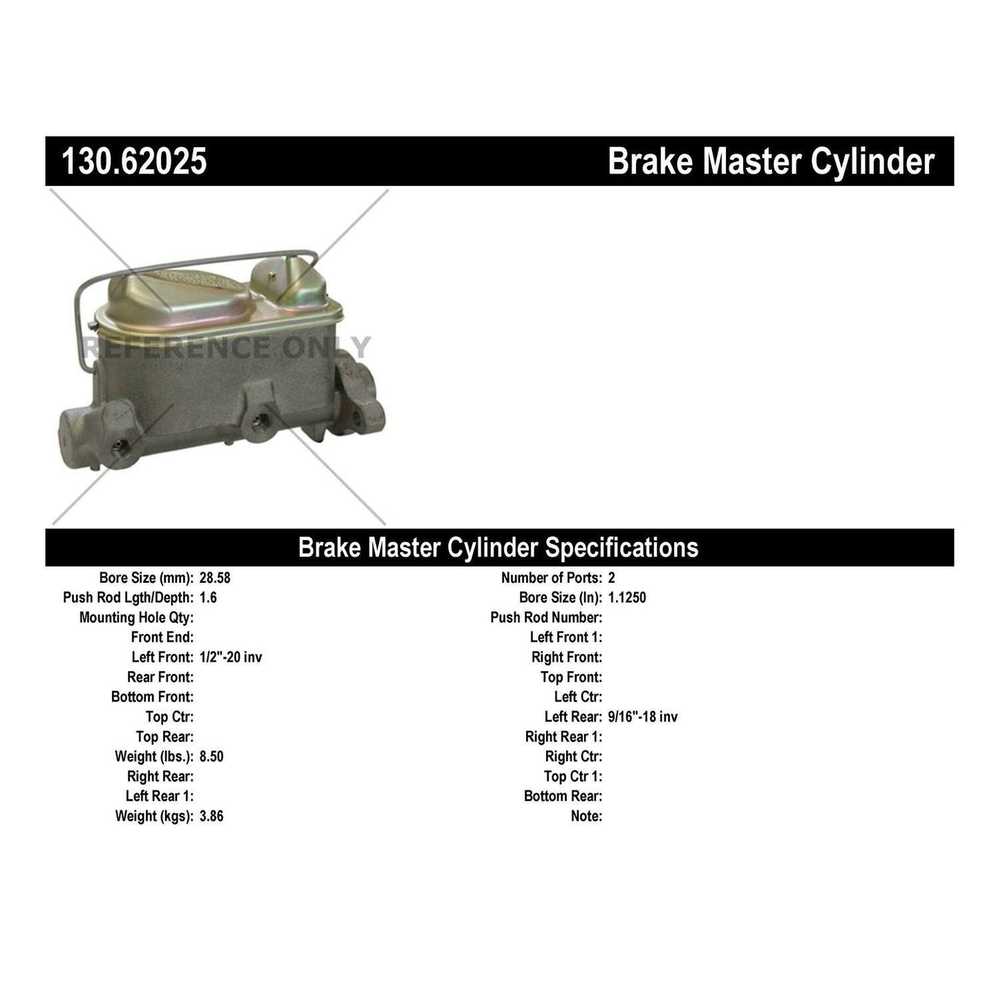 Centric Parts Brake Master Cylinder 130.62025