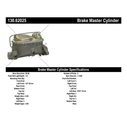 Centric Parts Brake Master Cylinder 130.62025