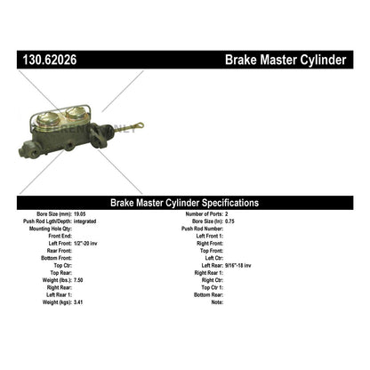 Centric Parts Brake Master Cylinder 130.62026