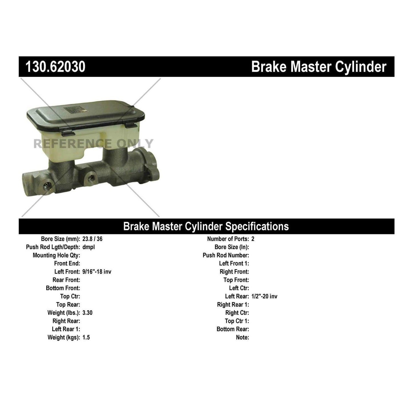 Centric Parts Brake Master Cylinder 130.62030