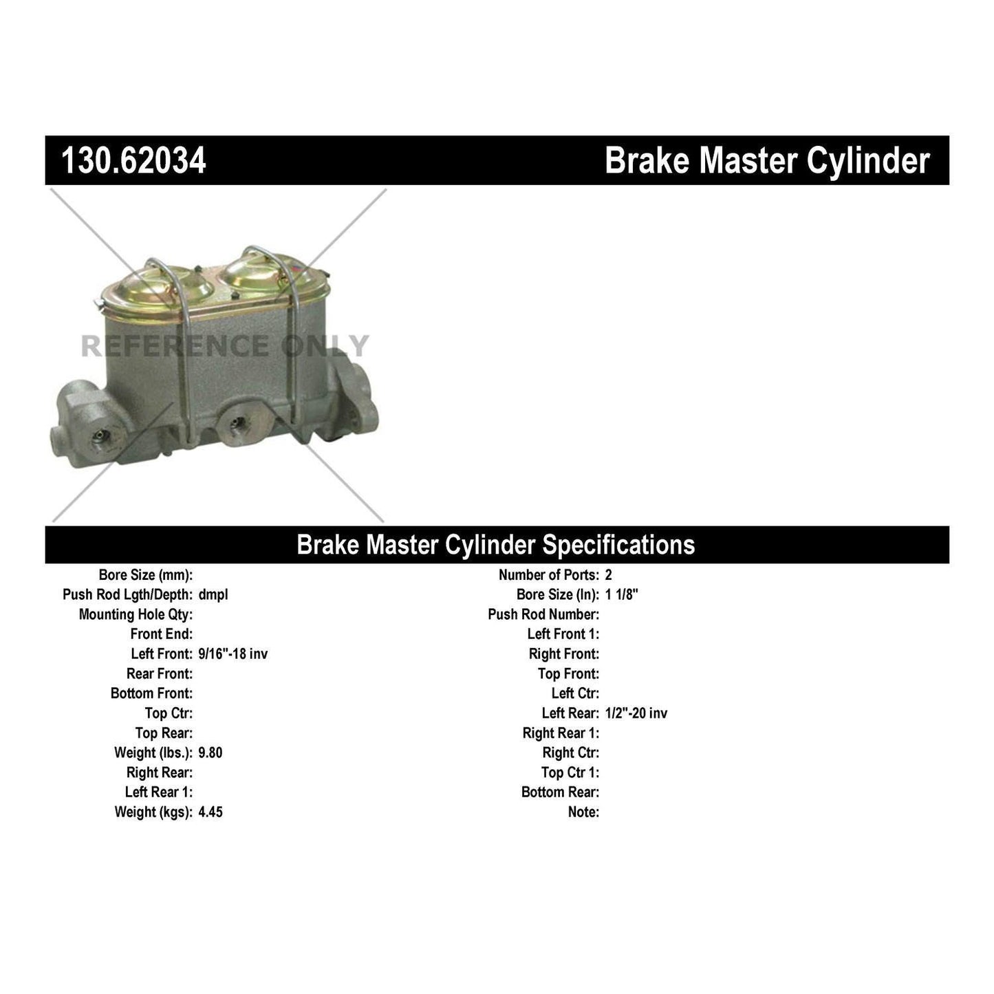 Stoptech Centric Premium Brake Master Cylinder 130.62034