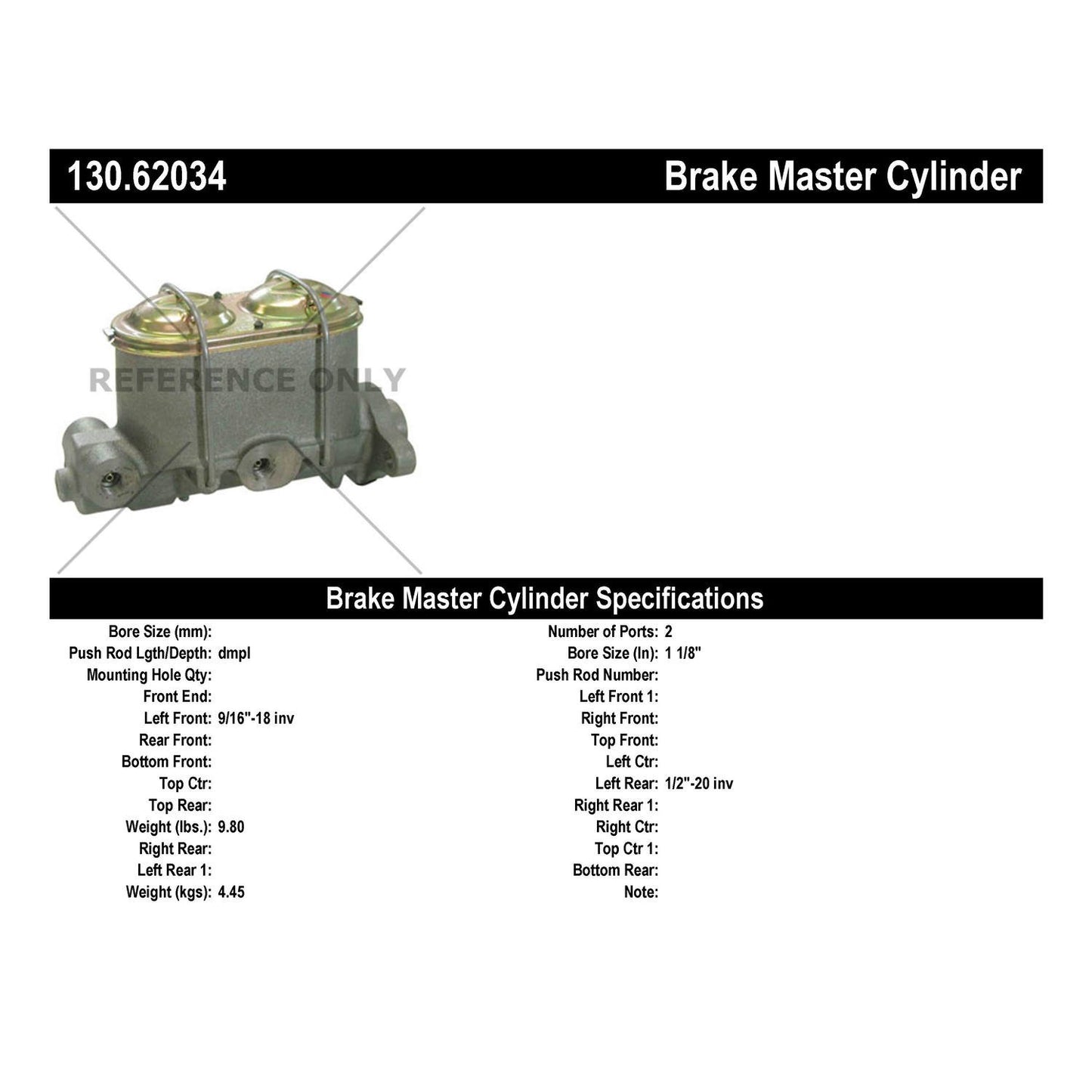 Stoptech Centric Premium Brake Master Cylinder 130.62034